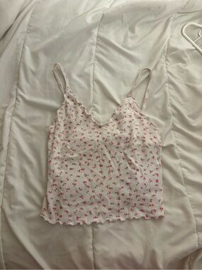 Brandy Melville White Floral Tank